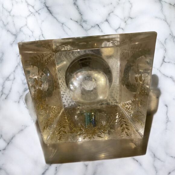 Vintage Crystal Glass Ornate Inkwell Oblong Silver top Designs - Picture 3 of 3